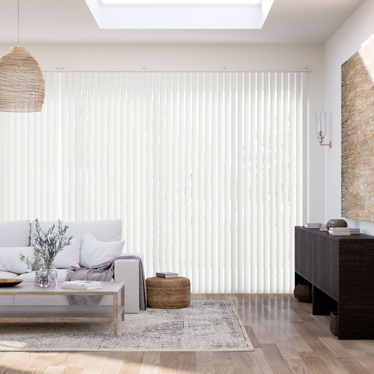 遮光 ナチュラル　ホワイト バーチカルブラインド