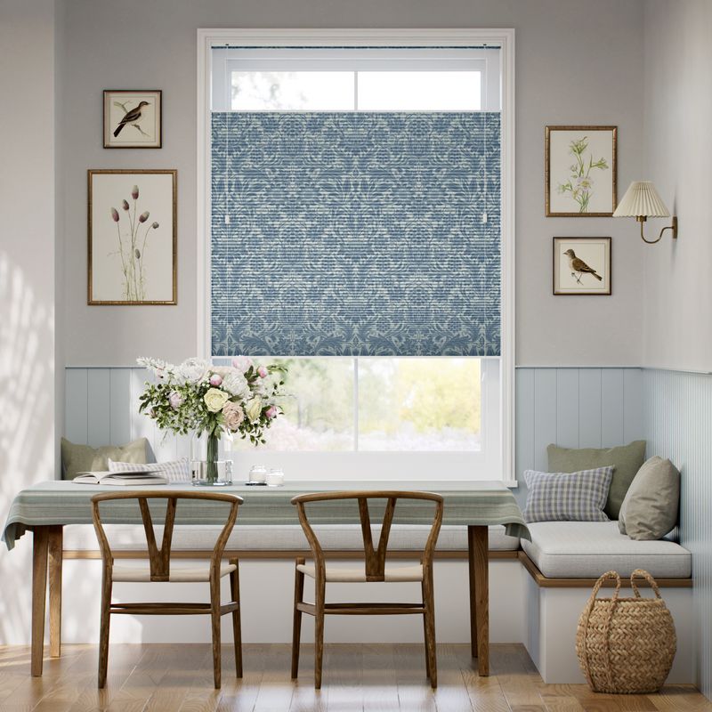 遮光トップダウンハニカム ウィリアム・モリス サンフラワー ビンテージブルー シェード